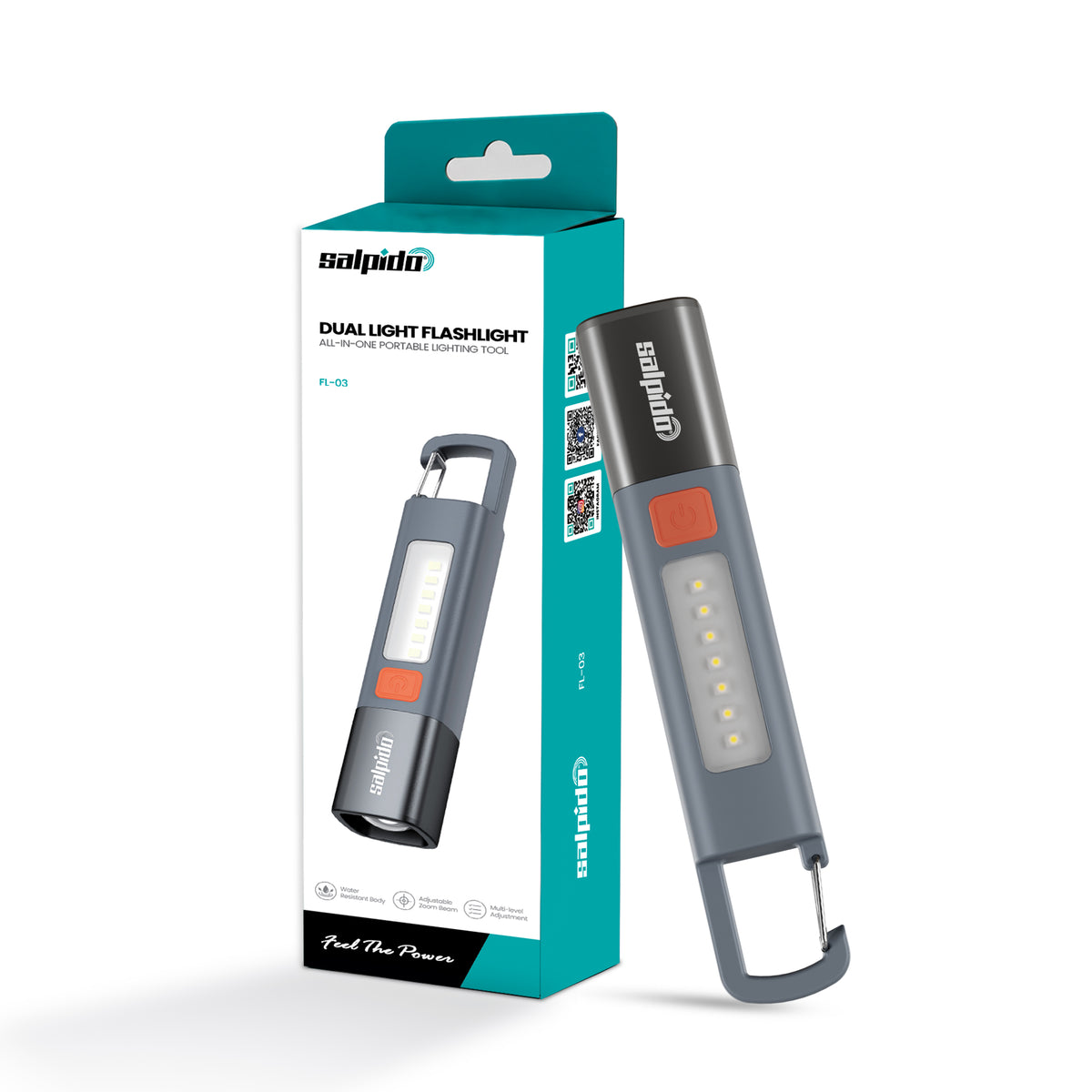 Salpido Vortex FL-03 Rechargeable Dual Light Flashlight – 3 Modes, Type-C