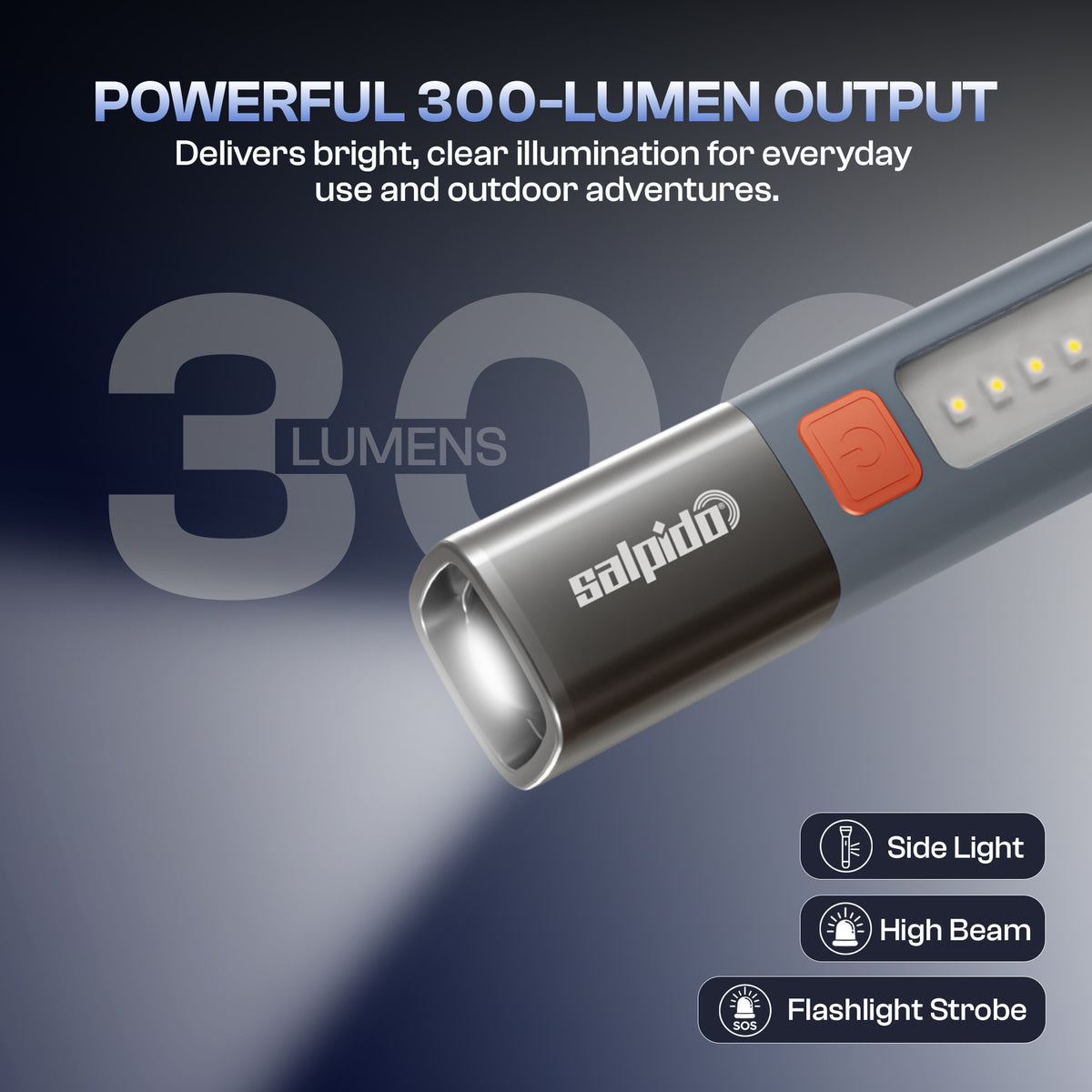 Salpido Vortex FL-03 Rechargeable Dual Light Flashlight – 3 Modes, Type-C