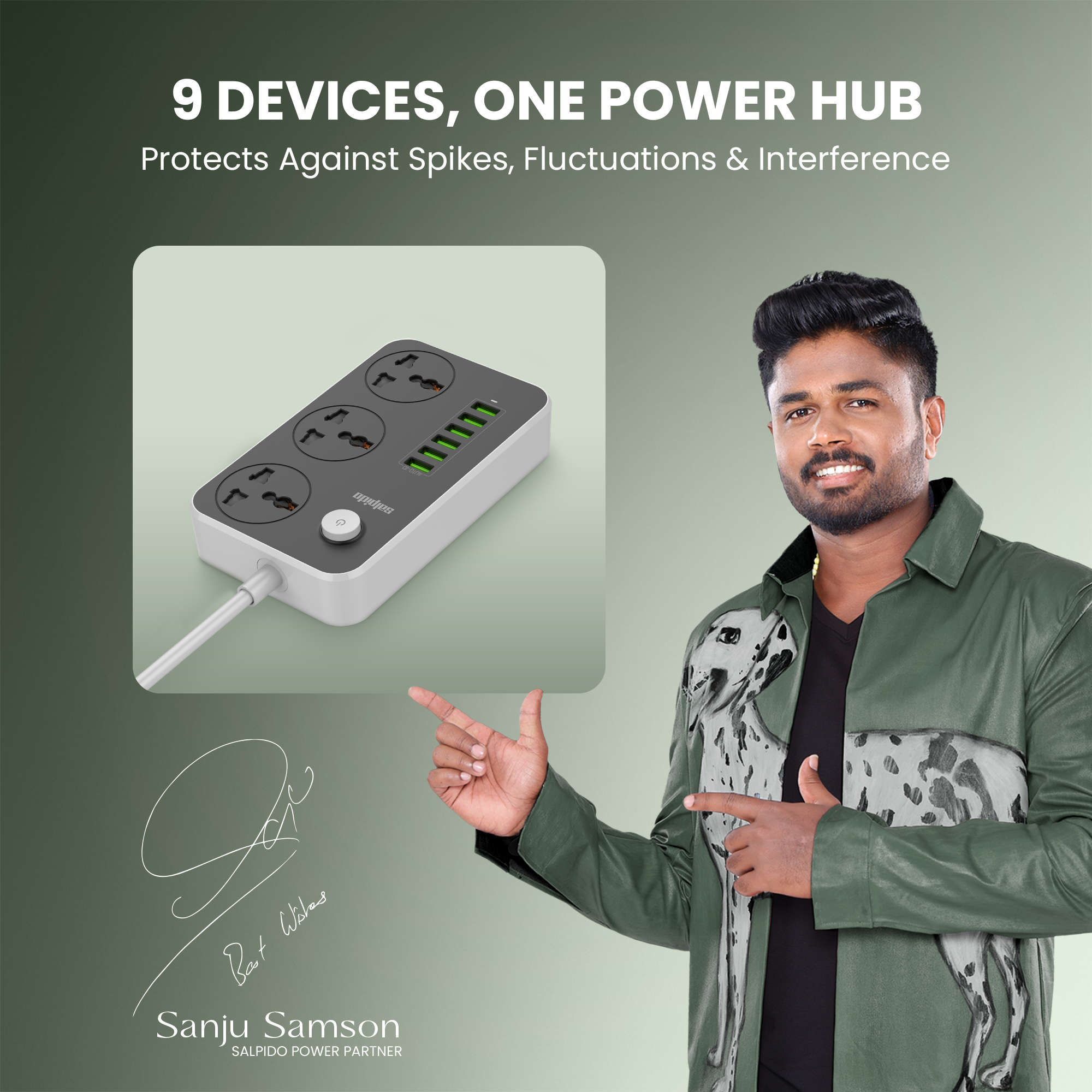 Salpido WC-08 extension board with Sanju Samson
