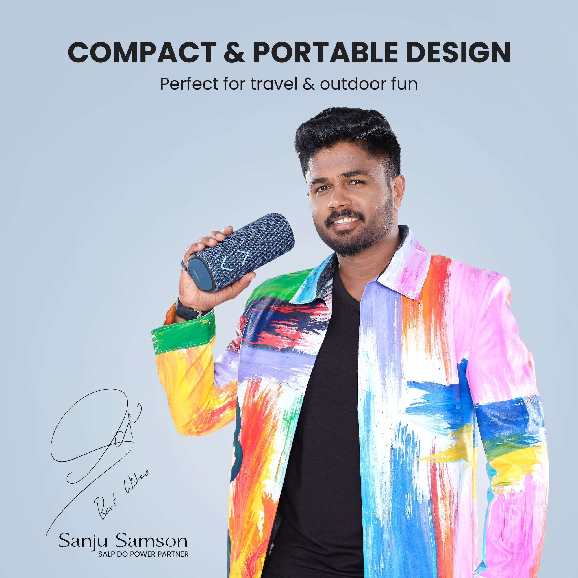 Salpido Arrado 5 speaker with Sanju Samson